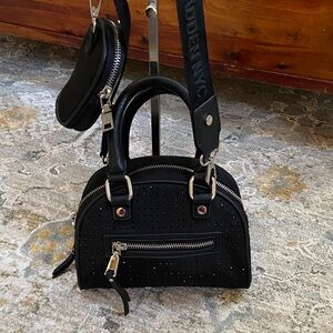 Steve Madden Black Studded Crossbody-Satchel Bowler Bag